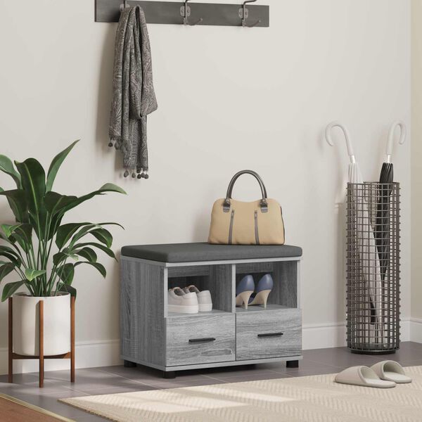 vidaXL Előt&eacute;r pad p&aacute;rn&aacute;val fi&oacute;kkal Sz&uuml;rke Sonoma 60 x 38 x 46 cm