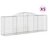 vidaXL 5 db &iacute;ves horganyzott vas gabion kos&aacute;r 300 x 50 x 100/120 cm