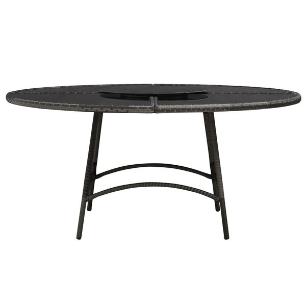 vidaXL 7 r&eacute;szes sz&uuml;rke polyrattan k&uuml;lt&eacute;ri &eacute;tkezőgarnit&uacute;ra p&aacute;rn&aacute;kkal