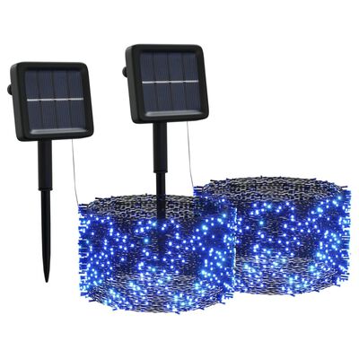 vidaXL 2 db 2x200 LED-es kék bel-/kültéri napelemes fényfüzér