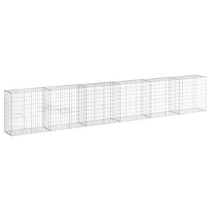 vidaXL horganyzott vas gabion kos&aacute;r fed&eacute;llel 600 x 50 x 100 cm