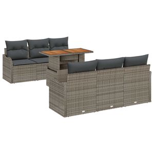 vidaXL Kerti Kanap&eacute; Szett p&aacute;rn&aacute;val 7 pcs Sz&uuml;rke polirattan