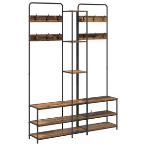 vidaXL Kab&aacute;t&aacute;llv&aacute;ny cipőpaddal Antik Fa 143 x 30 x 199,5 cm Szerelt Fa