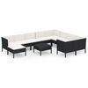 vidaXL 11 r&eacute;szes fekete polyrattan kerti &uuml;lőgarnit&uacute;ra p&aacute;rn&aacute;kkal