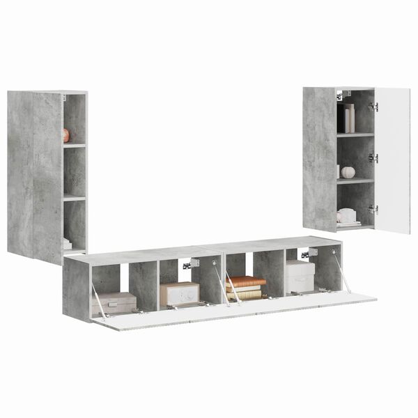 vidaXL TV falit kabinet szett 4 pcs Beton Sz&uuml;rke Faanyag