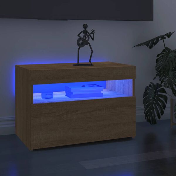 vidaXL sonoma t&ouml;lgy sz&iacute;nű TV-szekr&eacute;ny LED-l&aacute;mp&aacute;kkal 60 x 35 x 40 cm
