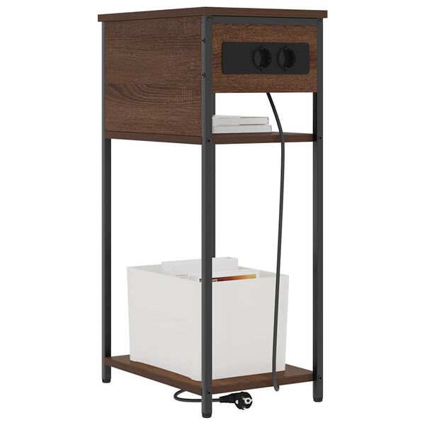 vidaXL &Eacute;jjeliszekr&eacute;ny Barna T&ouml;lgy 41 x 28 x 76 cm Faanyag