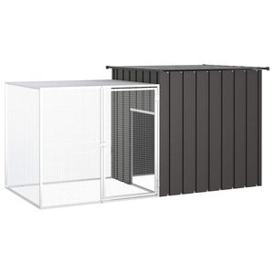 vidaXL antracitsz&uuml;rke horganyzott ac&eacute;l csirkeketrec 200x91x100 cm