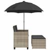 vidaXL 2 személyes polyrattan kerti kanapé napernyővel/székkel