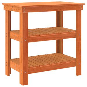 vidaXL Munkapad polcokkal t&aacute;rol&oacute;val 78,5 x 50 x 80 cm T&ouml;m&ouml;r Fenyőfa