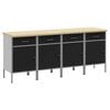 vidaXL Munkaszekr&eacute;ny fi&oacute;kkal 4 db Fekete &eacute;s Sz&uuml;rke 200 x 55 x 85 cm