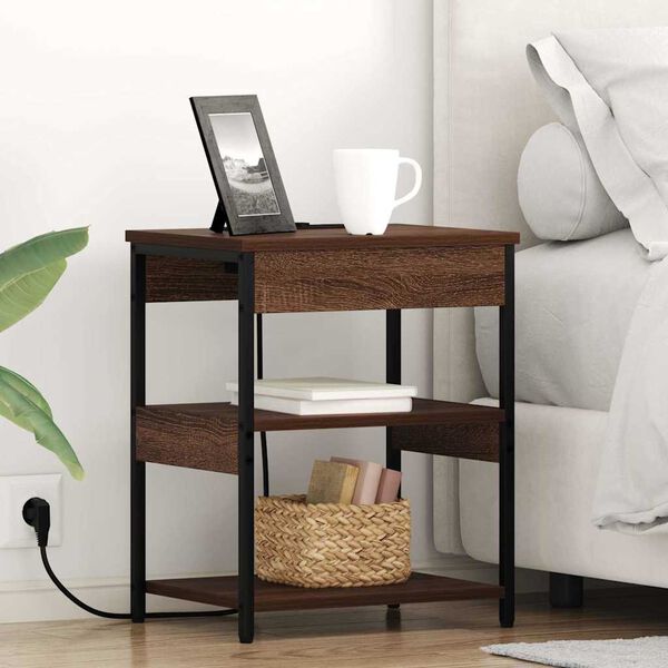 vidaXL &Eacute;jjeliszekr&eacute;ny 2 pcs Barna T&ouml;lgy 41 x 31 x 51 cm Faanyag