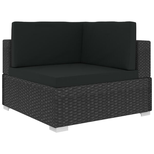 vidaXL 2 db fekete modul&aacute;ris polyrattan sarokfotel p&aacute;rn&aacute;kkal