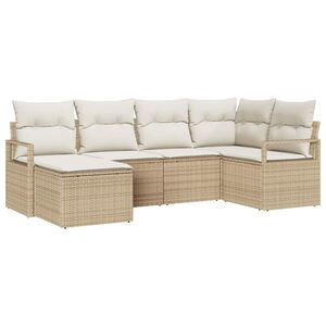 vidaXL Kanap&eacute; Szett p&aacute;rn&aacute;val t&aacute;rol&oacute;val 8 pcs Beige &eacute;s kr&eacute;m polirattan