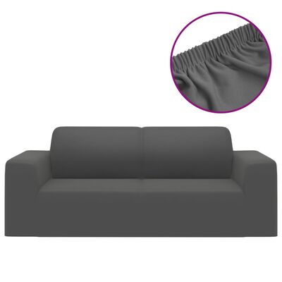 vidaXL 2-személyes antracitszürke sztreccs poliészterdzsörzé kanapéhuzat