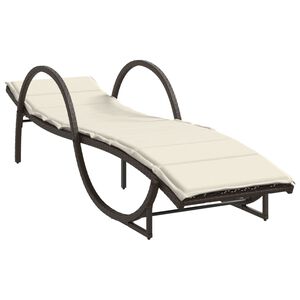 vidaXL barna polyrattan napoz&oacute;&aacute;gy p&aacute;rn&aacute;val 60 x 199 x 42 cm