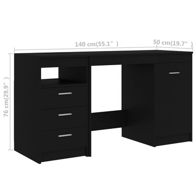 vidaXL fekete forgácslap íróasztal 140 x 50 x 76 cm