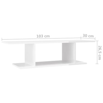 vidaXL magasfényű fehér falra szerelhető TV-szekrény 103x30x26,5 cm