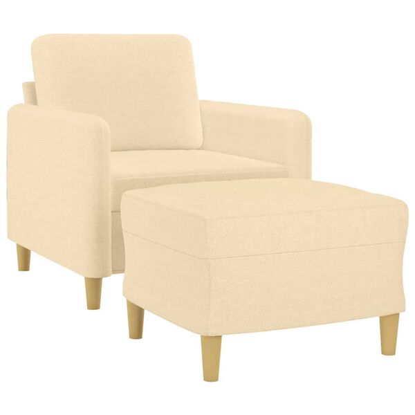 vidaXL kr&eacute;msz&iacute;nű sz&ouml;vet kanap&eacute;fotel l&aacute;btart&oacute;val 60 cm