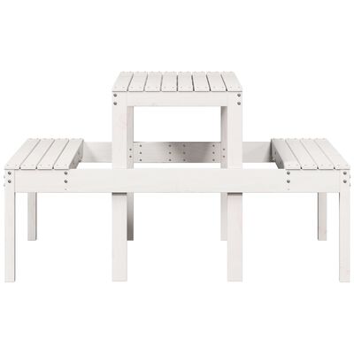 vidaXL fehér tömör fenyőfa piknik asztal 110 x 134 x 75 cm