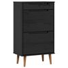vidaXL Cipőszekr&eacute;ny MOLDE 59,5 x 35 x 103 cm T&ouml;m&ouml;r Fenyőfa Fekete