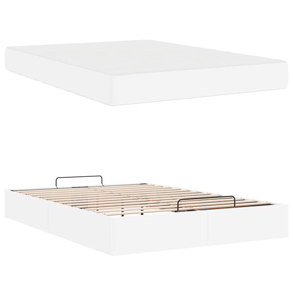 vidaXL &Aacute;gykeret matraccal matracmal Tiszta feh&eacute;r 140 x 190 cm Műbőr