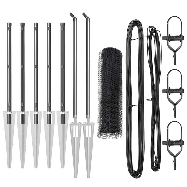 vidaXL Ker&iacute;t&eacute;soszlop Sz&uuml;rke 10 x 0,6 m (13 mm h&aacute;l&oacute;) Ac&eacute;l &eacute;s PVC