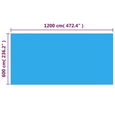 vidaXL kék, négyszögletes PE medencetakaró 1200 x 600 cm