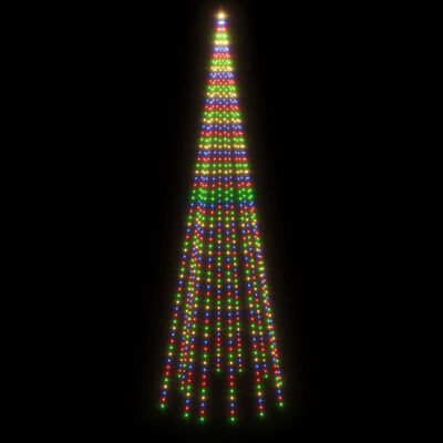 vidaXL karácsonyfa zászlórúdon 732 színes LED-del 500 cm