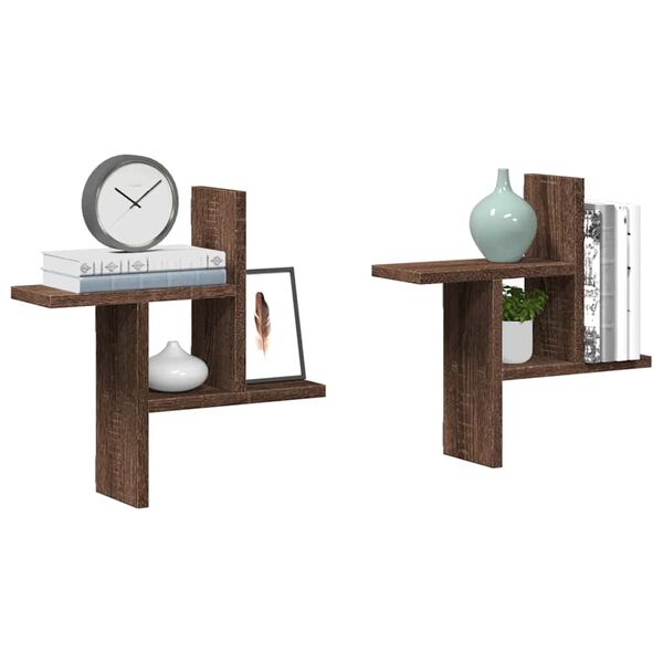 vidaXL 2 db barna t&ouml;lgysz&iacute;nű szerelt fa fali kockapolc 38 x 12 x 38 cm