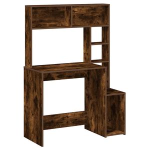 vidaXL f&uuml;st&ouml;s t&ouml;lgy szerelt fa &iacute;r&oacute;asztal polcokkal 100x45x140 cm