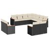 vidaXL 11 r&eacute;szes fekete polyrattan kerti &uuml;lőgarnit&uacute;ra p&aacute;rn&aacute;kkal