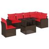 vidaXL 7 db barna polyrattan kerti kanap&eacute;garnit&uacute;ra p&aacute;rn&aacute;kkal