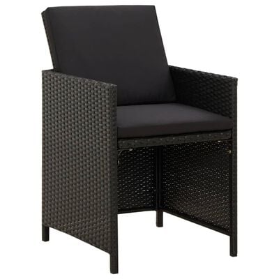 vidaXL 4 db fekete polyrattan kerti szék párnával