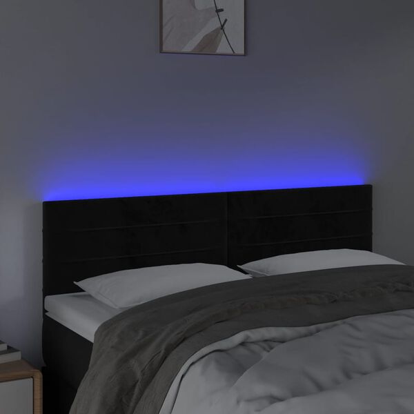 vidaXL fekete b&aacute;rsony LED-es fejt&aacute;mla 144x5x78/88 cm