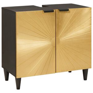 vidaXL Mosd&oacute;kagyl&oacute; szekr&eacute;ny polcokkal Fekete &eacute;s Arany 62 x 33 x 58 cm