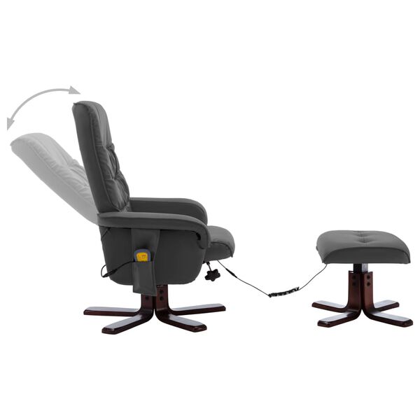 vidaXL sz&uuml;rke műbőr d&ouml;nthető massz&aacute;zsfotel l&aacute;bzs&aacute;mollyal