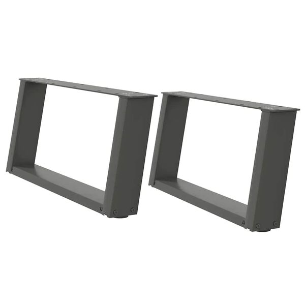 vidaXL 2 db antracitsz&uuml;rke, U alak&uacute; ac&eacute;l doh&aacute;nyz&oacute;asztal l&aacute;b 60 x (30-31) cm