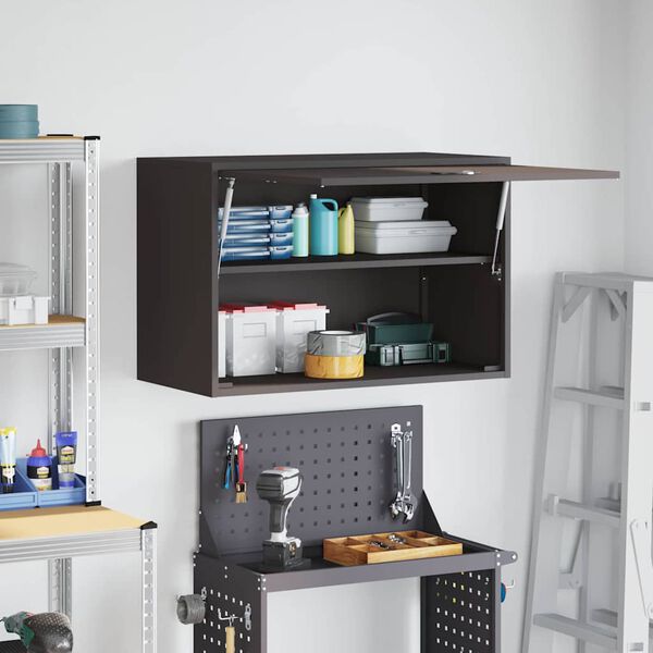 vidaXL Fali szekr&eacute;ny a gar&aacute;zsba Fekete 80 x 40 x 53 cm Porfestett ac&eacute;l