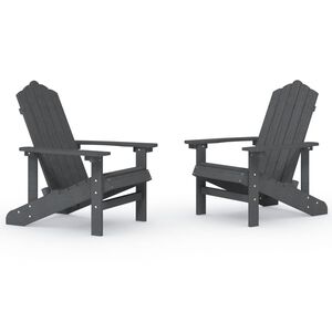 vidaXL 2 db antracitsz&uuml;rke HDPE kerti adirondack sz&eacute;k