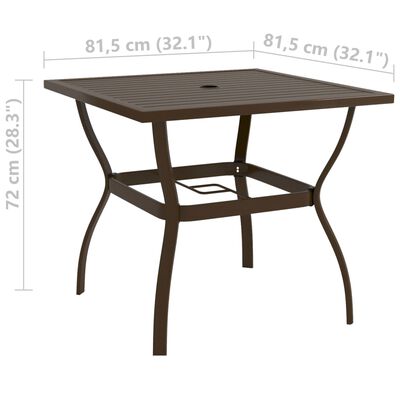 vidaXL barna acél kerti asztal 81,5 x 81,5 x 72 cm