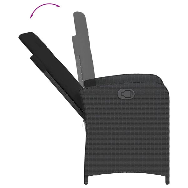 vidaXL 9 r&eacute;szes fekete polyrattan kerti &eacute;tkezőgarnit&uacute;ra p&aacute;rn&aacute;kkal