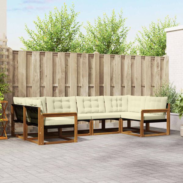 vidaXL K&uuml;lt&eacute;ri kanap&eacute; szett p&aacute;rn&aacute;val 6 pcs Term&eacute;szetes &eacute;s kr&eacute;msz&iacute;nű