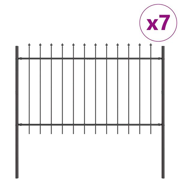 vidaXL Kerti Ker&iacute;t&eacute;s 7 pcs Sz&uuml;rke 11,9 x 1 m Porfestett ac&eacute;l