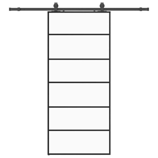 vidaXL fekete ESG &uuml;veg tol&oacute;ajt&oacute; f&eacute;mszerelv&eacute;ny-szettel 90x205 cm