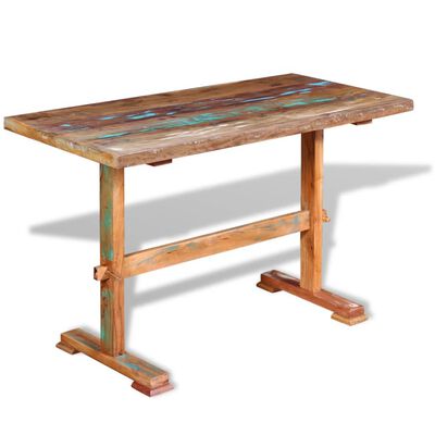 vidaXL tömör újrahasznosított fa talapzatos étkezőasztal 120x58x78 cm