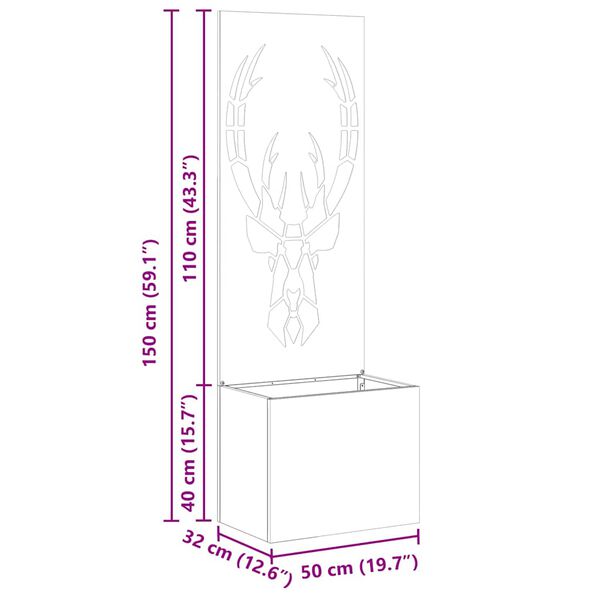 vidaXL Kertv&eacute;dő v&aacute;szon Rozsd&aacute;s 50 x 32 x 150 cm Időj&aacute;r&aacute;s&aacute;ll&oacute; ac&eacute;l