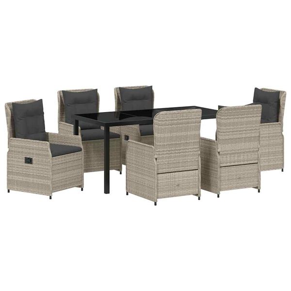 vidaXL Kert &eacute;tkező szett 7 pcs Vil&aacute;gossz&uuml;rke polirattan