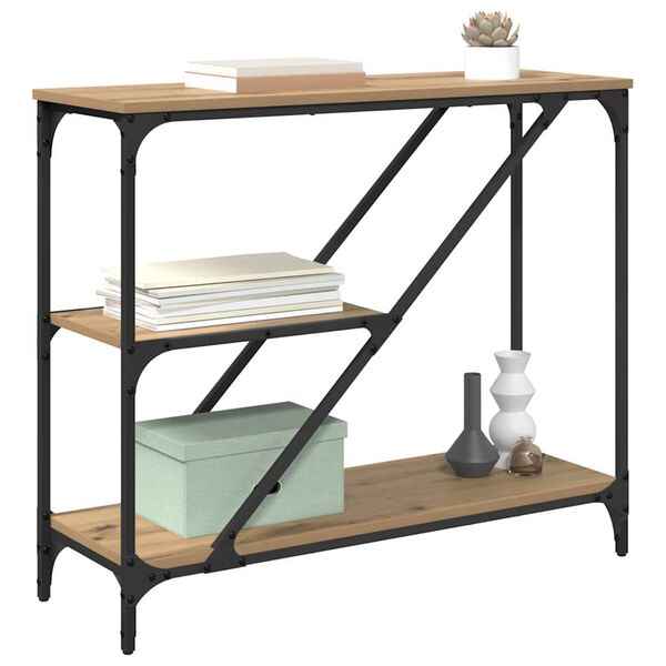 vidaXL Konzolasztal Artisan t&ouml;lgy 88,5 x 30 x 75 cm Faanyag