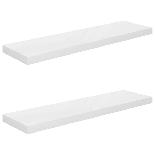 vidaXL 2 db magasfényű fehér MDF lebegő fali polc 90 x 23,5 x 3,8 cm